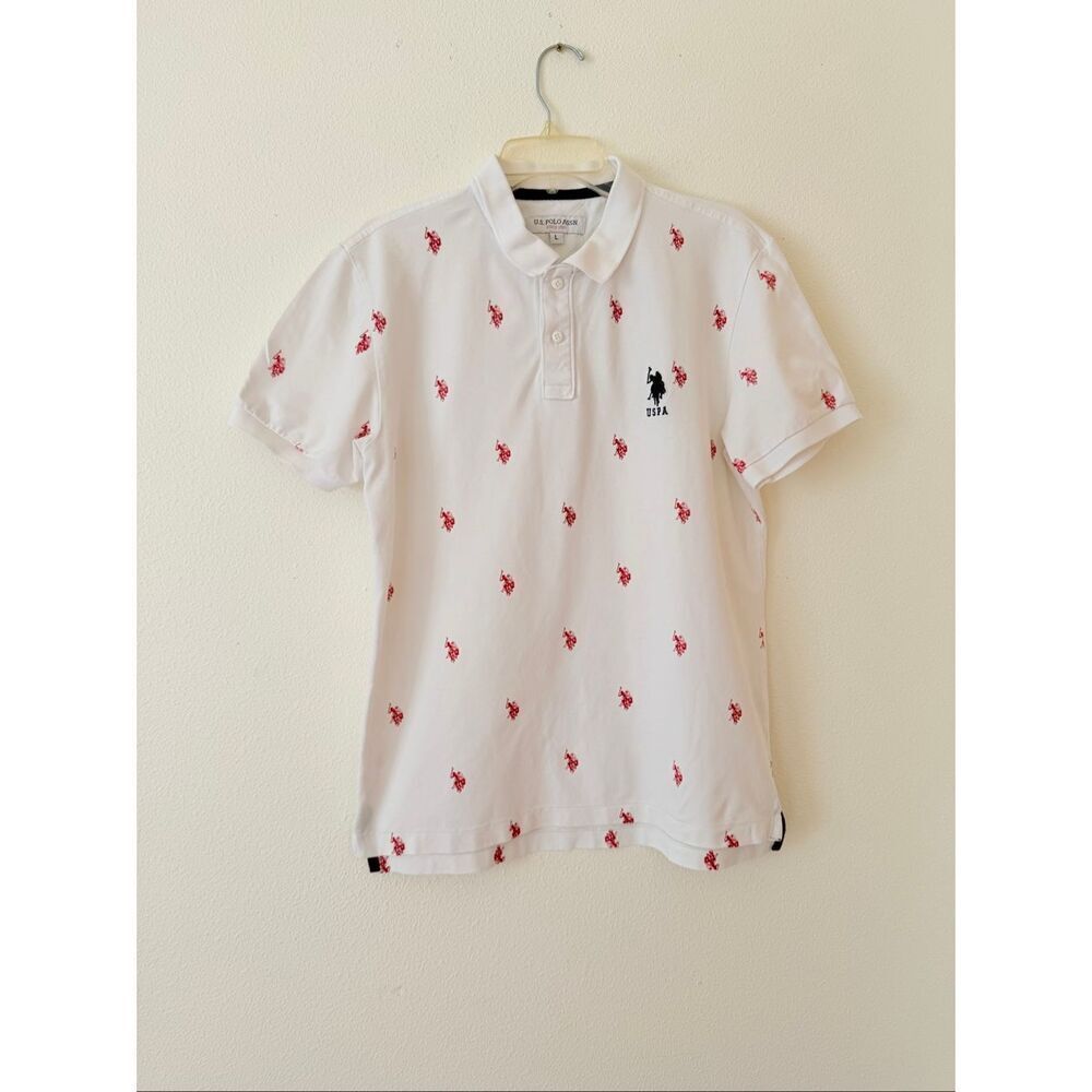 U.S. POLO ASSN. All Over Logo Slim Fit Polo Shirt Men’s size L